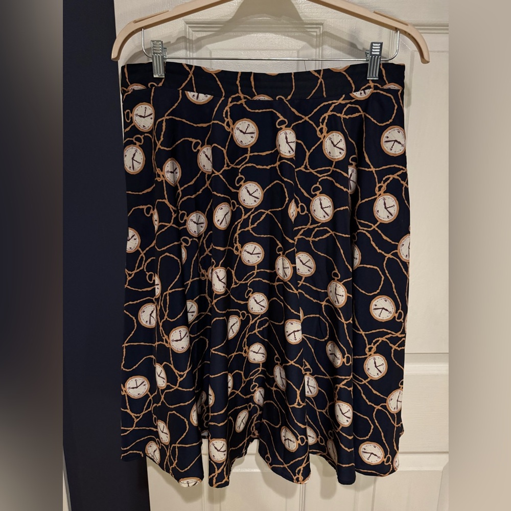 ModCloth full skirt with a fun vintage clock print